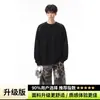 Moletom roxo masculino para adolescentes, modelagem solta, gola redonda, camiseta básica versátil e oversized casual, tendência, manga longa, algodão