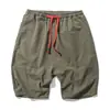 Shorts Masculino de Verão Novo Cruzamento Algodão e Linho Shorts de Cinco Pontos Tamanho Grande Solto Casual Cintura Elástica Cordão Shorts de Praia