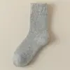 Calcetines de Lana para Mujer para Otoño e Invierno, Cálidos con Forro de Felpa, Resistentes al Frío, Engrosados, Color Sólido, de Caña Alta, Calcetines de Cachemir de Invierno
