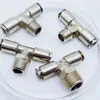 Conector rápido en T con rosca intermedia 4-10 alambre exterior giratorio 360 grados conexión tubería de aire de cilindro conector rápido