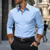 2026 Amazon Temu Comercio Exterior Más Vendido Cárdigan de Manga Larga con Solapa Estampado 3D Camisa Hawaiana de Color Sólido para Hombre