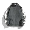 Top de Moda de Marca Nueva para Hombre Primavera y Otoño con Cuello Mao Cárdigan Sudadera Chaqueta Estilo Americano con Bloques de Color a Rayas