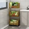 Estante de Almacenamiento para Cocina de Pie Multifuncional Gran Capacidad Estante de Almacenamiento para Frutas y Verduras Multicapa Móvil Carrito Pequeño Cesta para Verduras