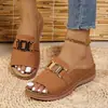 Pantuflas de Plataforma con Cuña Tallas Grandes Transfronterizas para Mujer Otoño 2026 Nuevas Sandalias de Moda Casual con Hebilla Metálica Boca de Pez