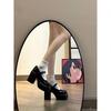 Super slim perna fina francês de salto alto Mary Jane sapatos de salto alto fundo grosso versátil moda super salto alto Mary Jane sapatos sapatos de salto grosso