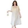 Bata de Noche para Mujer Verano 6535 Algodón Manga Corta con Encaje Estilo Dulce de Princesa talla extra 100 kg Holgada Ropa de Casa