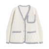 Cárdigan de Punto Suave y Encerado Estilo Chanel para Mujer Otoño e Invierno Suéter de Terciopelo de Visón Abrigo Grueso Estilo Relajado Holgado Ropa Exterior Top