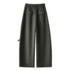 Pantalones Casuales de Pierna Ancha de Tiro Alto para Mujer Pantalones Rectos Adelgazantes Versátiles para Viajar a la Oficina Pantalones Largos de Moda Otoño 2026 Color Sólido Ajuste Delgado
