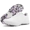 M02 Suministro Directo del Fabricante, Zapatos de Golf, Estilo Casual para Mujer con Tacos Fijos, Zapatos Deportivos Transpirables, Microfibra de Algodón Pintada a Mano