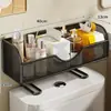 Estante Superior de Almacenamiento para Inodoro Portarrollos de Papel Higiénico sin Taladro para Baño Portarrollos de Papel Higiénico Húmedo Estante de Almacenamiento para Toallas Sanitarias
