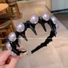 Diadema de Perlas y Pedrería Estilo Suave, Accesorio para el Cabello, Diadema Antideslizante con Dientes de Moda, Pinza para el Cabello Dulce y que Adelgaza el Rostro
