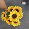 Flores de Seda, Girasoles Artificiales, Tubos de Cuero con Estampado de Girasol de Seda, Arte Floral para Decoración de Bodas y Hogar, Venta Directa, Más Vendidos