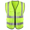 Chalecos de seguridad reflectantes personalizables para construcción, ciclismo, jardinería y trabajo de saneamiento; Chalecos de tráfico multibolsillos con elementos reflectantes