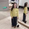 [Item em Liquidação] Suéter Quente Infantil para Meninas, Blusa Casual Estilo Coreano com Etiqueta, Jaqueta Cardigã Tricotada com Zíper