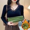 Tops Calientes para Mujer en Invierno, Engrosados con Terciopelo y Almohadillas en el Pecho, Ropa de Otoño con Cuello en V, Camisetas Ajustadas para Abajo, Ropa Interior, Nuevo