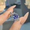 Pendente Colar Rosa do Milênio Octogonal Chetan Azul Cravejado com Diamante de Alto Carbono Brincos de Diamante Amarelo da Sorte Anel de Diamante Rosa para Mulheres