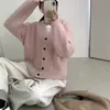 Cardigan Tricot V-neck Estilo Preguiçoso Macio e Ceroso Retrô Feminino Outono e Inverno Suéter Justo e de Alta Qualidade Jaqueta Feminina