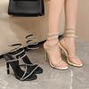 Tacones Zapatos de Tacón Alto Estilo Socialité de Amazon Moda Serpiente Retorcida Estilo Francés Impresionantes Sandalias de Tacón de Aguja