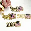 Decoração para Bolo de Formatura Colorida Estilo Internacional Flor com Cupcake Acrílico Decoração para Festa de Formatura
