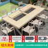 Mesa e Cadeira para Churrasco ao Ar Livre Mojia Combinação de Alumínio Fundido Churrasqueira a Carvão ao Ar Livre Jardim Conjunto de Lazer para Casa Pátio Terraço