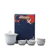 Juego de Tazas Rápidas de Horno Ge y Horno Ru, Una Tetera Cuatro Tazas, Juego de Té Kung Fu Portátil, Tazas de Cerámica para Preparar Té de Viaje, Regalo de Negocio