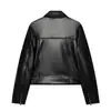 Atacado de moda feminina transfronteiriça de comércio exterior, novo estilo europeu e americano, jaqueta curta estilo motociclista chique e elegante para o dia a dia com lapela