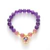 Pulseira de Cristal Morango Ametista Natural Pulseira de Cristal Coração do Oceano Joias de Verão Estilo Simples para Namorada