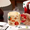 Copo de Água de Cerâmica com Design de Coração Delicado, Alto Valor Estético, Presente para Estudantes, Uso Doméstico, Caneca Prática com Tampa