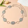 Cadena de Cintura Étnica Transfronteriza para Mujer, Cadena Corporal Vintage Incrustada con Piedra de Flor de Pino, Cinturón Metálico Tallado, Venta al por Mayor de Fábrica en Stock