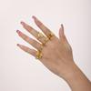Anillo de moda transfronterizo Xinyixin con textura irregular de acero inoxidable PVD chapado en oro, anillo de dieta ajustable, combinación de anillo de dedo