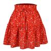 Saia Estampada de Cintura Alta Feminina, Estilo Shein, Saia Curta Evasê Floral Pequena, Estilo Europeu e Americano, Cintura Alta e Emagrecedora
