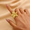 Europa e Estados Unidos anel aberto de aço inoxidável transfronteiriço feminino starfish conchas ginkgo anel de folha de vento marinho enfeites de mão de vento de férias por atacado