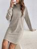 Sitio Independiente Transfronterizo Europeo y Americano Otoño e Invierno Nuevo Vestido de Punto Casual de Moda para Mujer Holgado Color Sólido Cuello Alto Manga Larga