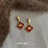 Pendientes Geométricos de Flor Esmaltados Artísticos Retro con Goteo Estilo Francés Simples y de Alta Gama Cadena de Suministro de Joyería para Pendientes de Fábrica