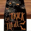 Toalha de mesa de Halloween transfronteiriça com estampa de caveira e morcego, banner de toalha de mesa para decoração de festa de feriado para sala de jantar interna