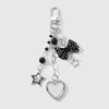Moda Y2K Elegante Estilo Oscuro Blanco y Negro Cuentas Redondas Puntos de Polca Lazo Estrella Corazón Caja de Fotos Colgante para Llavero