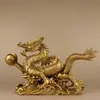 Ornamentos de Dragão de Cobre latão auspicioso Artesanato de Dragão Azul escritório sala de estar Ornamentos de Dragão quatro mares Dragão Dourado de cinco garras grande