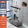 Suporte de Mopos Móvel de Chão Rack de Armazenamento de Vassouras e Mopos de Aço Inoxidável Organizador de Ferramentas de Limpeza Comercial com Bandeja de Drenagem