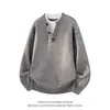 Novedades transfronterizas de otoño e invierno: Suéter de punto con bloques de color estilo americano, de dos piezas simuladas, cuello redondo, una prenda básica casual de moda y corte holgado para jóvenes