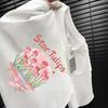 Camiseta de Manga Corta con Estampado de Flores Algodón para Mujer Popular Verano Holgada para Fondo Estilo Coreano Dulce Cuello Redondo Top Camiseta de Algodón