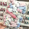 Otoño e Invierno Lindo Cuadros Lazo Felpa Gato Kt Dibujos Animados Muñeca Niños Clip Bb Dulce Niña Clip Rompe Pasador