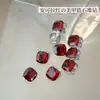 Decorações para Unhas Ankora Zircônia Vermelha Laranja-Caramelo Diamantes Empilhados Quadrados Grossos Retangulares Bolas de Diamante Decorações de Unhas