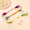 Juguete para Gatos Tubo de Malla Elástica Caña de Juguete con Plumas, Cascabel, Hierba Gatera, Resistente a los Arañazos, Resistente a las Mordidas, Para Masticar los Dientes, En Stock de Fábrica