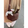 Bolsa transversal de veludo de pele de veado vintage feminina outono e inverno 2024 nova bolsa de bolinho simples estilo coreano bolsa de ombro axila