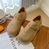Sapatos Mula Slip-on com Fivela Retro e Solado Grosso para Mulheres 2026 Outono Plataforma para Baixas Estaturas Loafer Fashionável Sapato Único