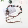 Cuerda de cintura tejida Vintage Todo partido Bohemio para mujer Cinturón ornamental de cintura Cinturón étnico Cadena de cintura decorativa casual coreana