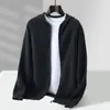 Cardigan Masculino de Lã com Zíper Malha Grossa de Sete Fios Ponto Plano Confortável Quente Outono/Inverno Novo Estilo Casaco Suéter com Capuz Manga Longa