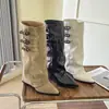 Botas femininas longas, nova coleção outono 2026, botas brancas, bico fino estilo francês, cano plissado, botas de montaria versáteis
