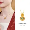Nuevo Colgante de Calabaza con Corazón de Esmalte Hueco de Filigrana Antigua Estilo Chino en Plata de Ley S925 para Mujer, Collar de la Fortuna Abrible