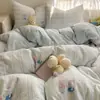 Juego de Ropa de Cama de Algodón Grado Madre y Bebé Clase A de Cuatro Piezas Sábana de Cama 100% Algodón Funda Nórdica Funda de Almohada Faldón de Cama Juego de Tres Piezas para Dormitorio de Estudiante 4